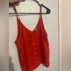 Paper Crane Red Button-Front Camisole